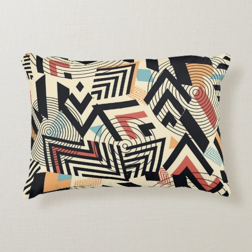 Geometric Past Vintage Pattern Play Accent Pillow