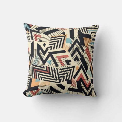 Geometric Past Vintage Pattern Play Throw Pillow