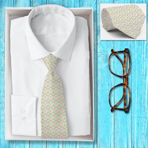 Geometric Pastel Abstract Diamond Spring Pattern Neck Tie