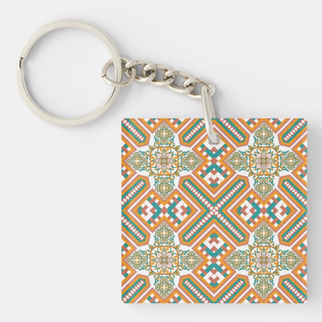 Geometric pastel mandala keychain (Front)