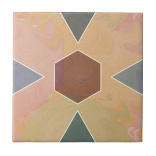 Geometric Pastel Marble Earthy Ceramic Tile