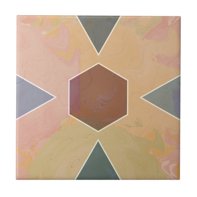 Geometric Pastel Marble Earthy Ceramic Tile (Front)