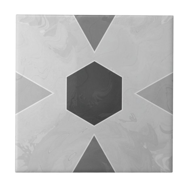 Geometric Pastel Marble Gray Ceramic Tile (Front)