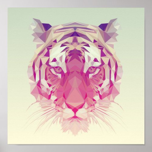 Geometric Pastel Tiger Poster