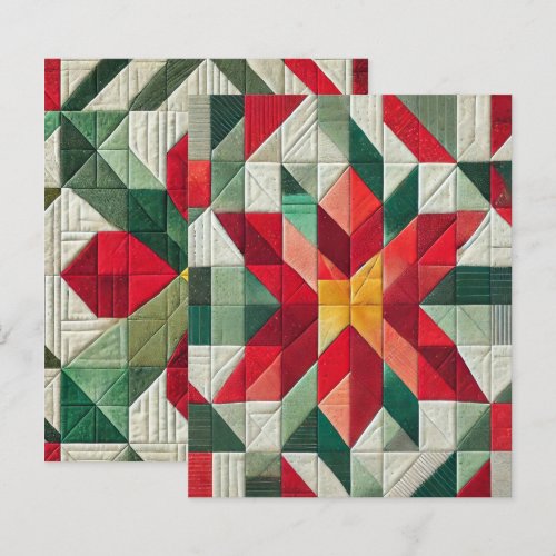 Geometric Patchwork Poinsettia Scrapbook Paper
