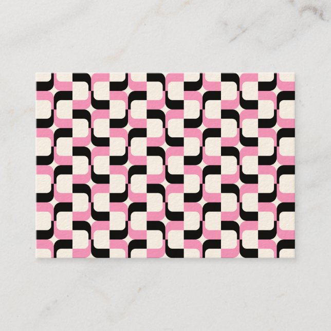 Geometric Pattern 020614 - Black and Pink (Cream) Business Card (Front)