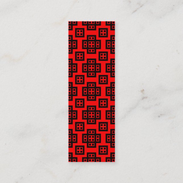 Geometric Pattern 030614 - Black on Red Mini Business Card (Front)