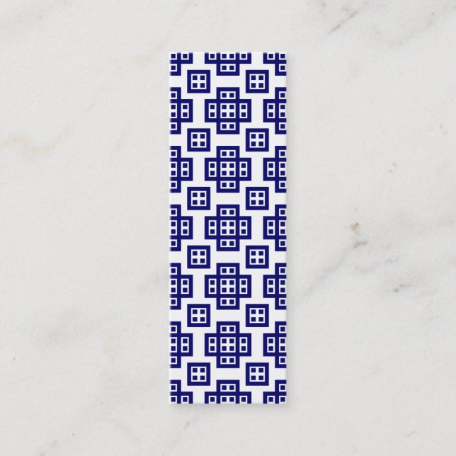 Geometric Pattern 030614 - Deep Navy on White Mini Business Card (Front)
