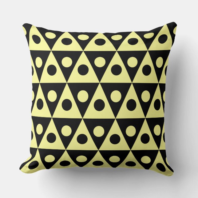 Geometric Pattern 260514 - Chalk Yellow on Black Throw Pillow (Front)