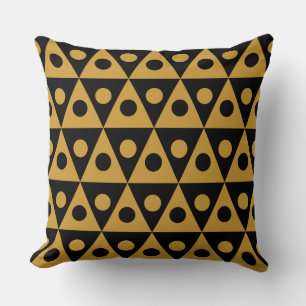Geometric Pattern 260514 - Gold Brown on Black Throw Pillow