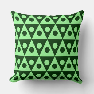 Geometric Pattern 260514 - Mint Green on Dk Green Throw Pillow
