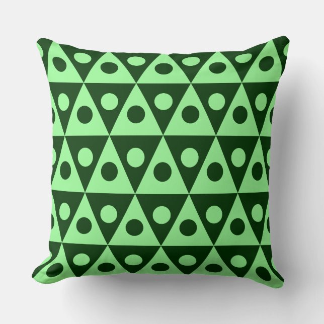 Geometric Pattern 260514 - Mint Green on Dk Green Throw Pillow (Front)