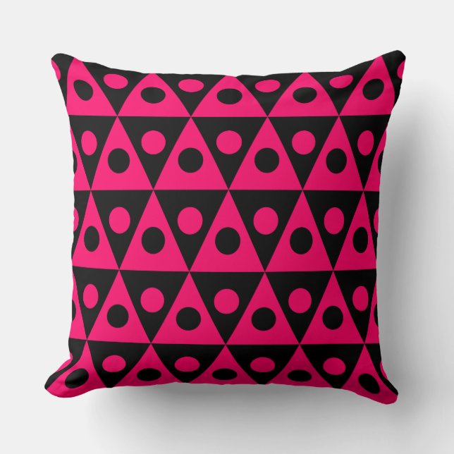 Geometric Pattern 260514 - Neon Red on Black Throw Pillow (Front)
