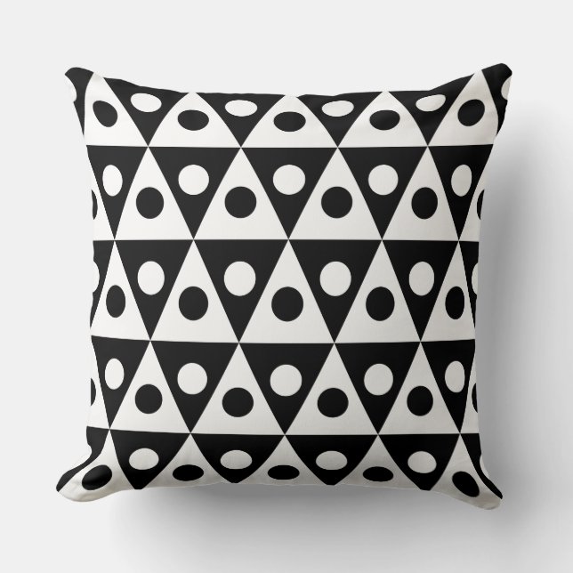 Geometric Pattern 260514 - White on Black Throw Pillow (Front)