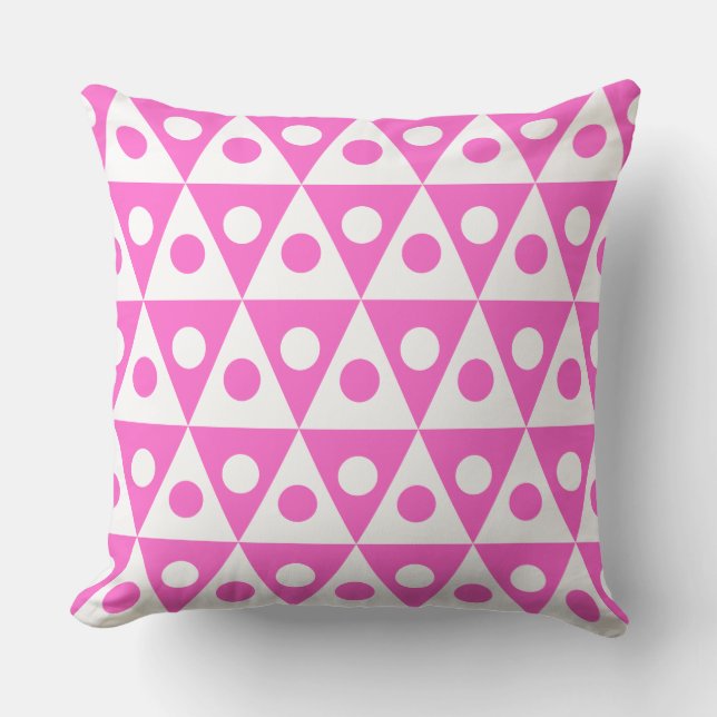 Geometric Pattern 260514 - White on Deep Pink Throw Pillow (Front)