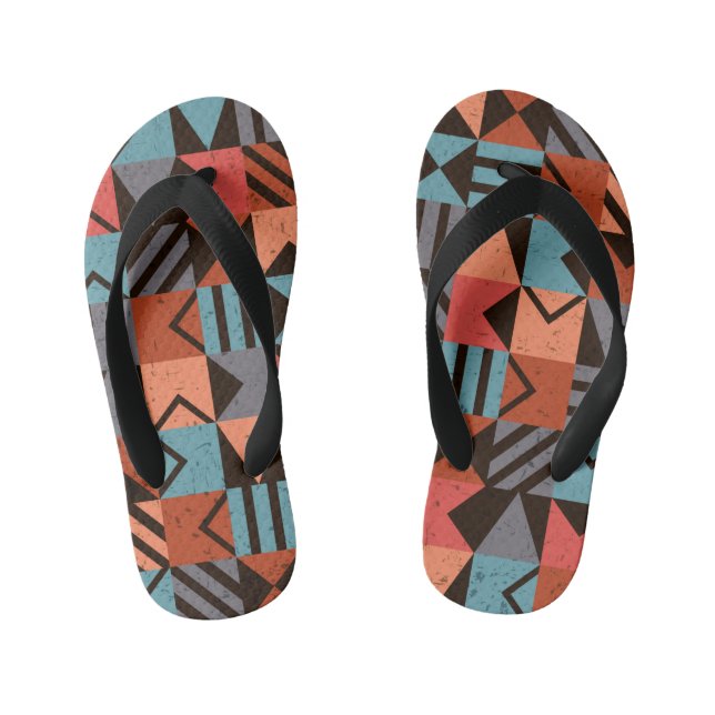 Geometric Pattern 28 Kid's Flip Flops (Footbed)