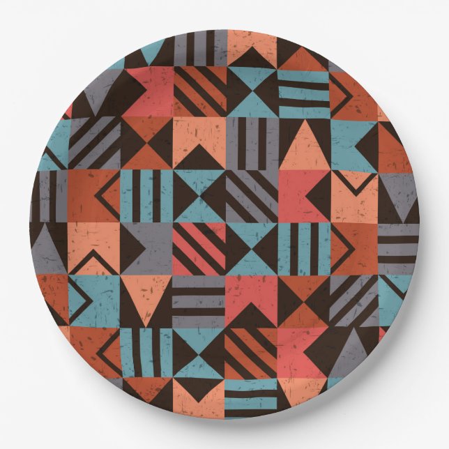 Geometric Pattern 28 Paper Plates (Front)