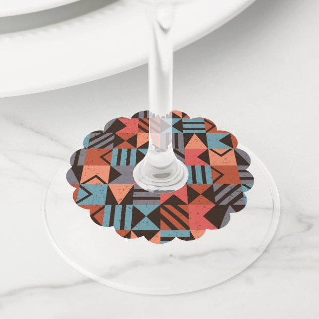 Geometric Pattern 28 Wine Glass Tag (Close Up)