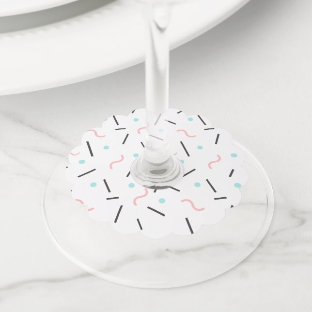 Geometric Pattern 32 Wine Glass Tag (Close Up)