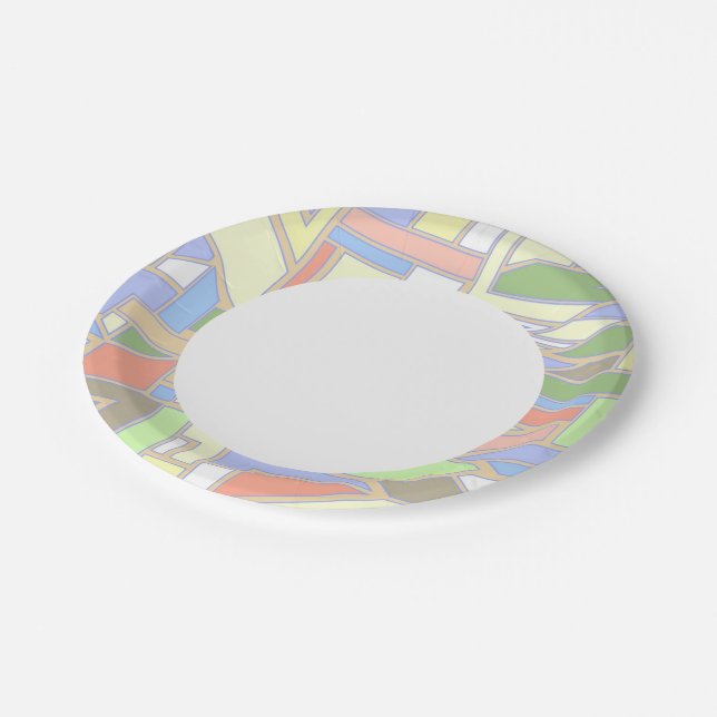 Geometric pattern 3 paper plates (Angled)