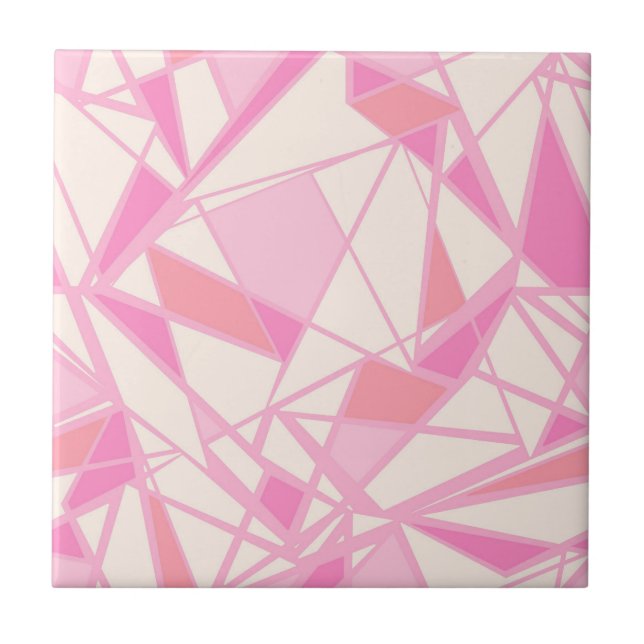 Geometric pattern abstract color pink  ceramic tile (Front)