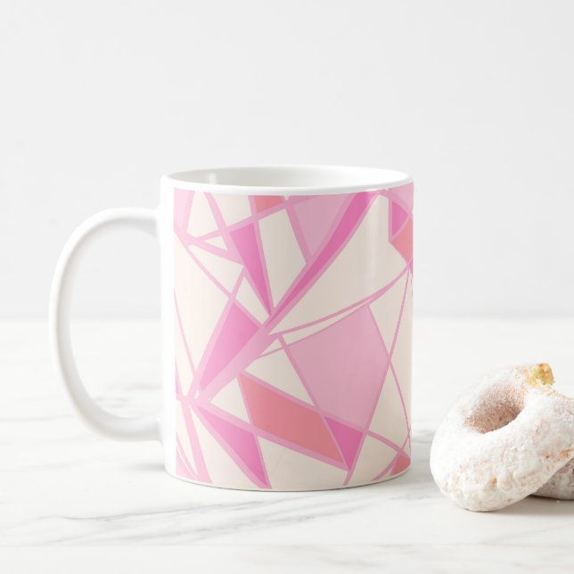 Geometric pattern abstract color pink  coffee mug (With Donut)
