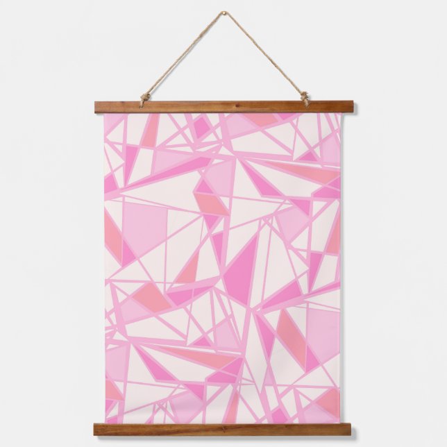 Geometric pattern abstract color pink  hanging tapestry (Front)