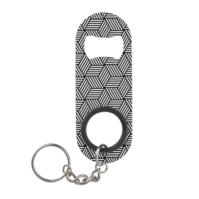Geometric pattern art design keychain bottle opener (Front)