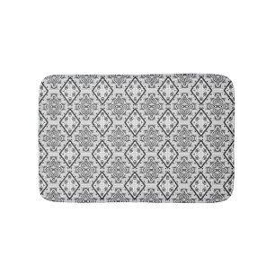  Geometric ,pattern , black and white  Bath Mat