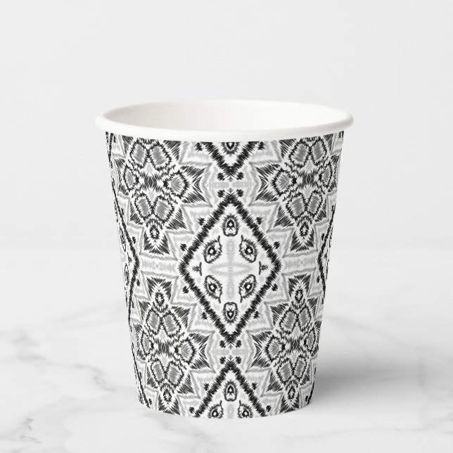  Geometric ,pattern , black and white  Paper Cups (Front)