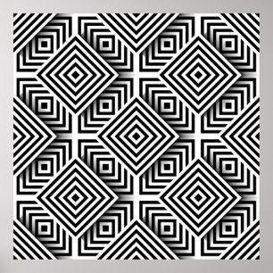 Geometric pattern. Black and white. Squares and st Poster