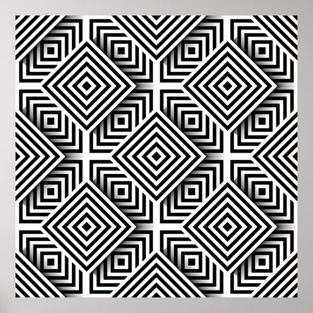 Geometric pattern. Black and white. Squares and st Poster (Front)