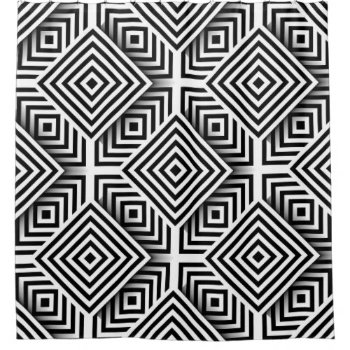 Geometric pattern Black and white Squares and st Shower Curtain