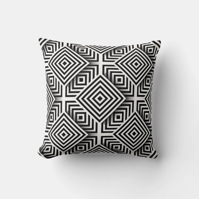 Geometric pattern. Black and white. Squares and st Throw Pillow (Front)
