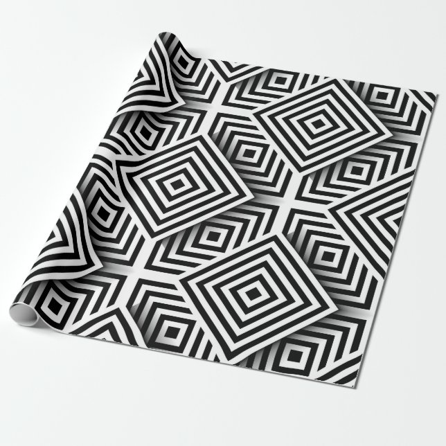 Geometric pattern. Black and white. Squares and st Wrapping Paper (Unrolled)