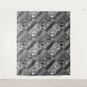 Geometric ,Pattern , black and white  Tapestry