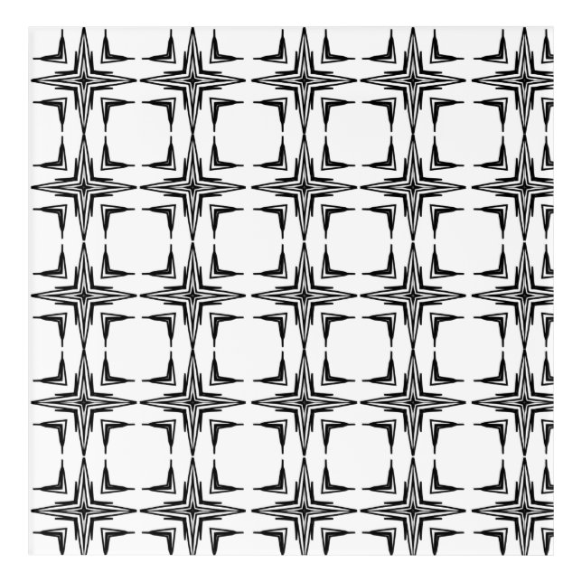 Geometric pattern black star white art acrylic (Front)