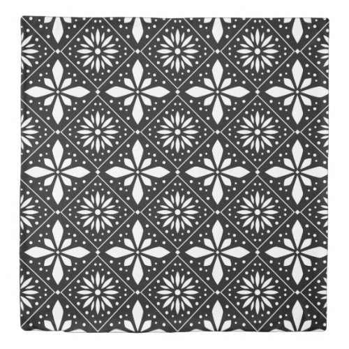 Geometric Pattern Black White  Duvet Cover