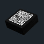 Geometric Pattern Black White Wooden Keepsake Gift Gift Box<br><div class="desc">A stylish modern geometric quatrefoil black and white pattern lacquered jewelry or keepsake wood box with a stylish modern decorative ceramic tile lid.</div>