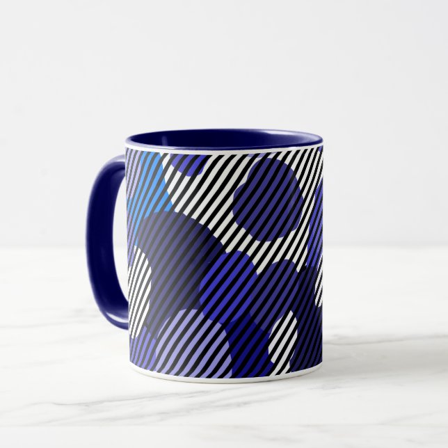 Geometric pattern blue shades mug (Front Left)