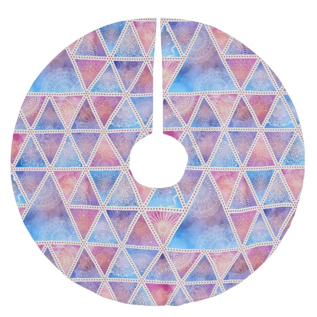 Geometric Pattern Brushed Polyester Tree Skirt (Front)