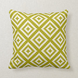 Geometric Pattern Chartreuse Green Throw Pillow