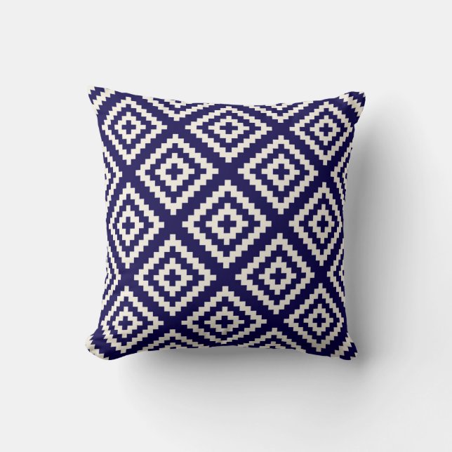 Geometric Pattern Cobalt Blue Throw Pillow (Front)