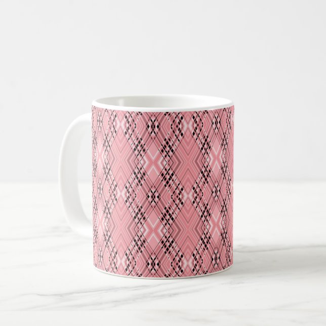 Geometric pattern coral retro rhombuses coffee mug (Front Left)