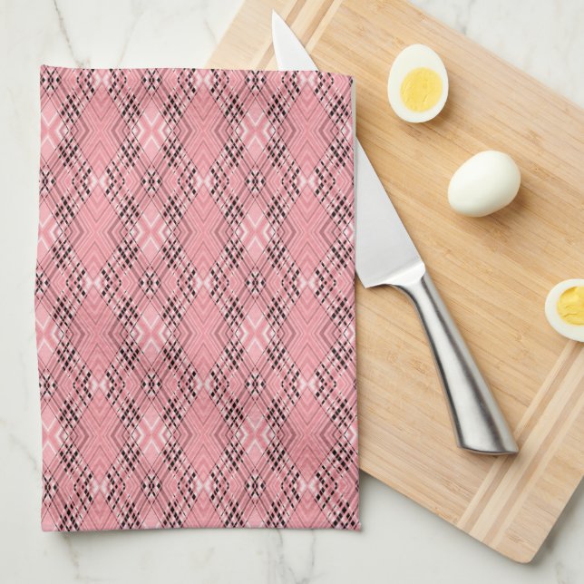Geometric pattern coral retro rhombuses kitchen towel (Quarter Fold)
