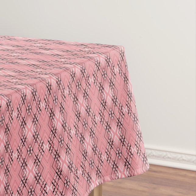 Geometric pattern coral retro rhombuses tablecloth (In Situ)