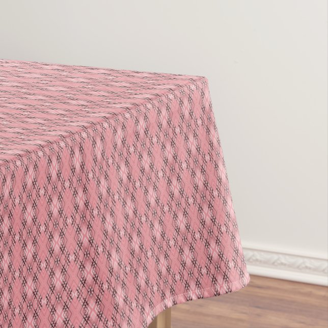 Geometric pattern coral retro rhombuses tablecloth (In Situ)
