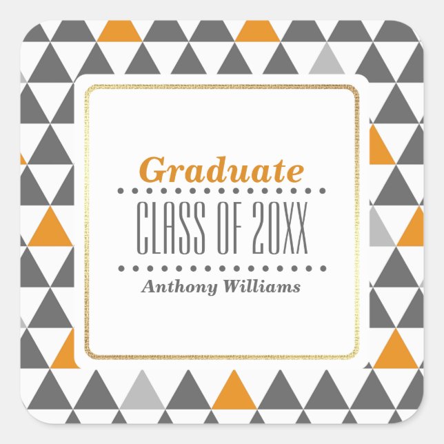 Geometric Pattern Custom Graduation  Square Sticker (Front)
