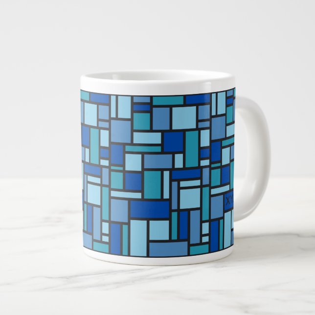 Geometric Pattern custom monogram mugs (Front Right)