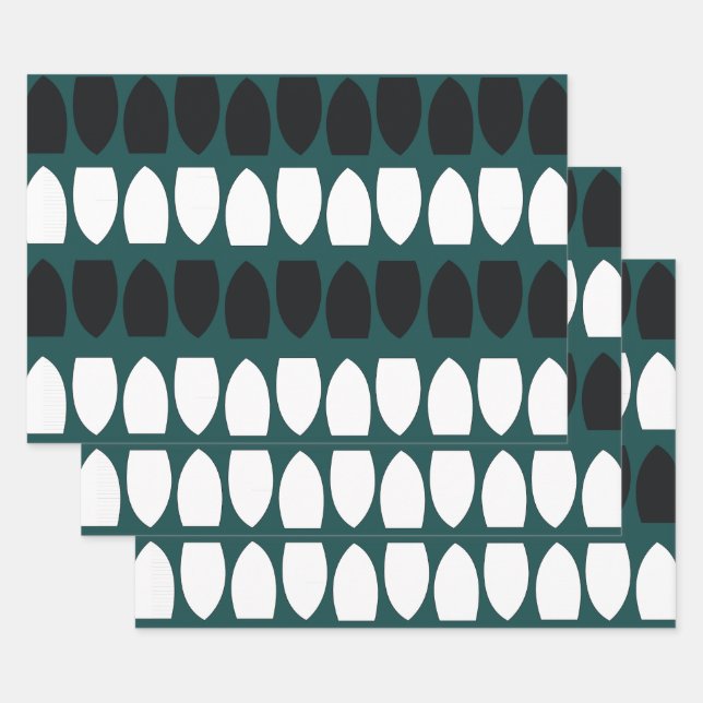 Geometric Pattern Cute Fun Festive Wrapping Paper Sheets (Set)